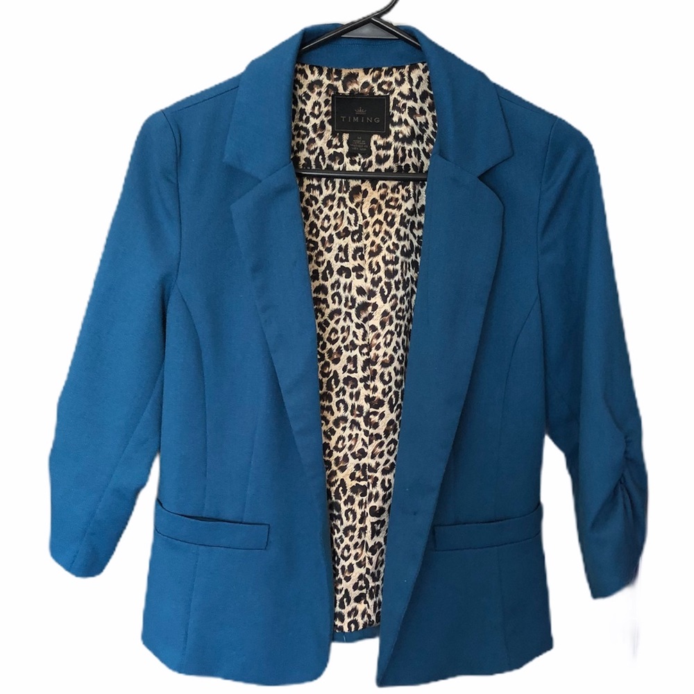Timing Blue Cheetah Print Blazer